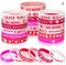 42pcs Valentine's Day Party Favors Silicone Bracelets Pink Red Love Heart Rubber Wristbands Accessories for Kids Adults